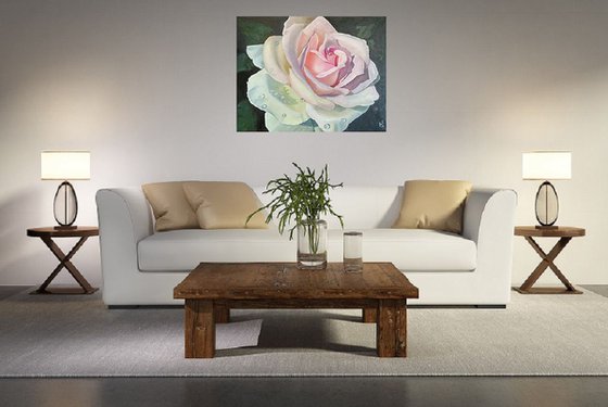 Rose, 60x50 cm, ready to hang.