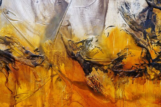 Golden Sienna 270cm x 120cm Sienna Rust Textured Abstract Art