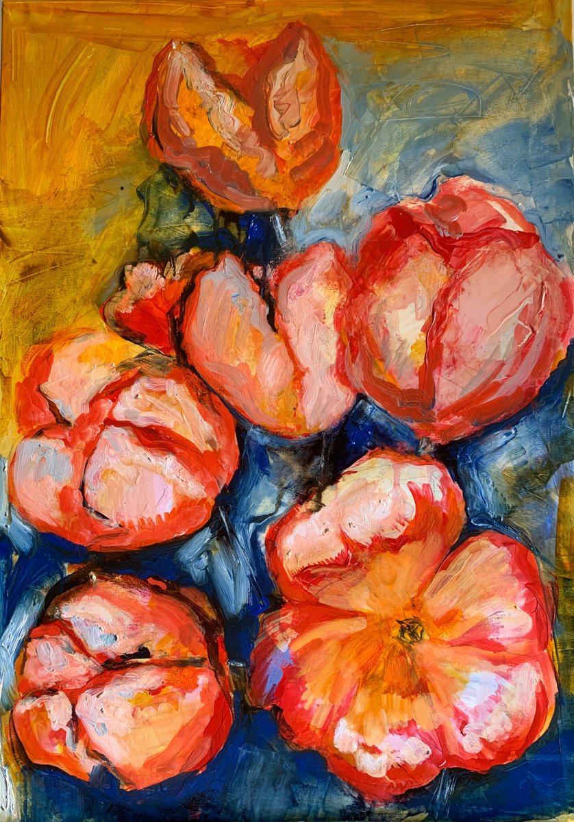 Flaming Tulips By Olga Pascari, 20 X 28, Artwork For Sale On Artfinder