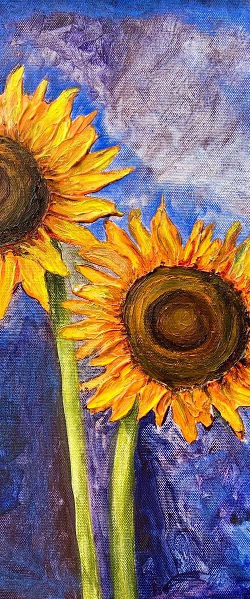 Impasto sunflowers by Heather Matthews