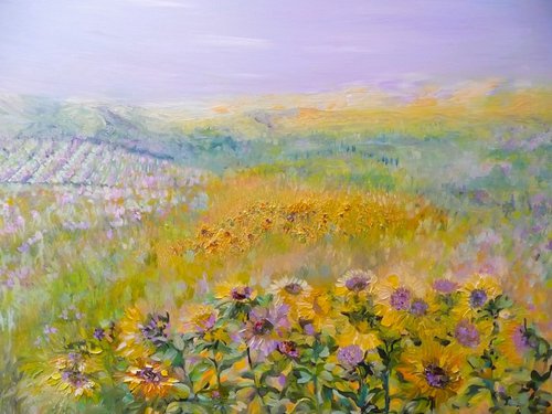 The Sunflower Fields of San Gimignano by Lesley Blackburn