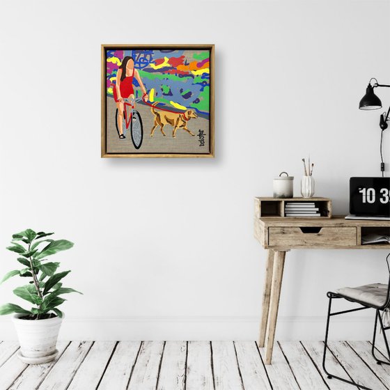 Lady in Red - Lane Ride 33.5cm x 33.5cm