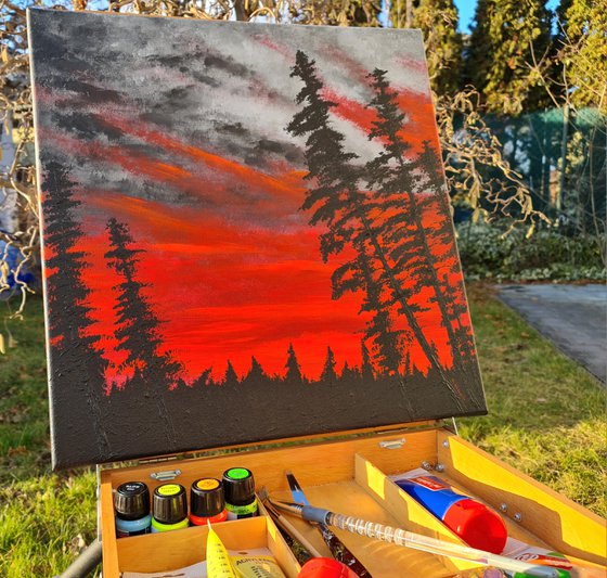 Landscape in red color 1