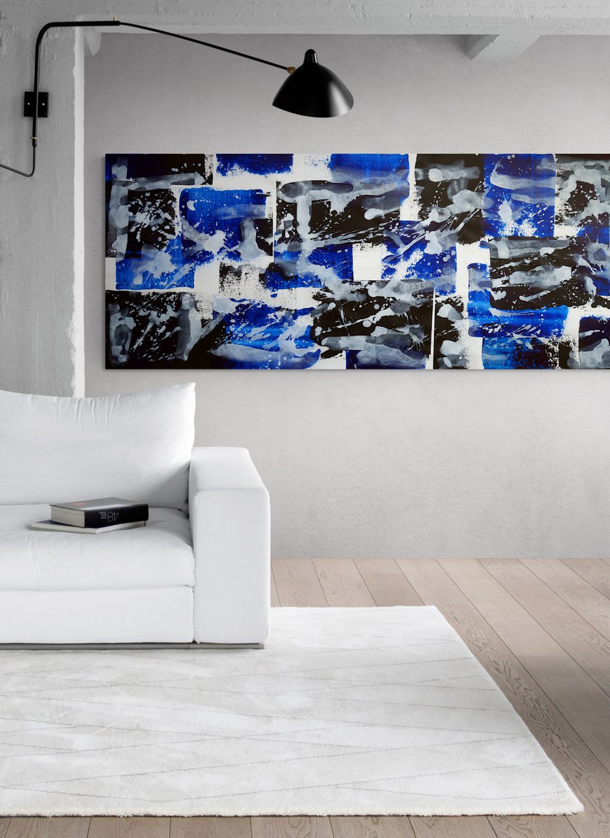Abstraction No. 8720 blue & white XXL by Anita Kaufmann