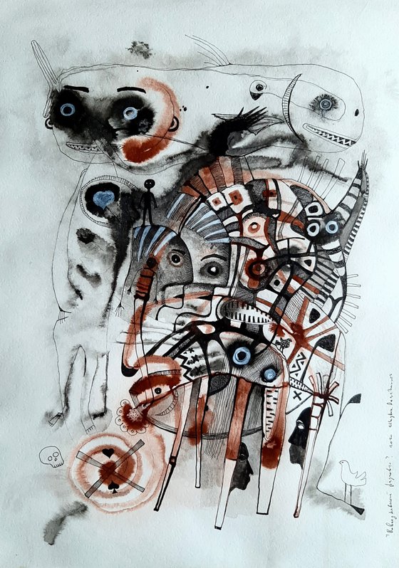 Everyday conversatione, watercolour on paper