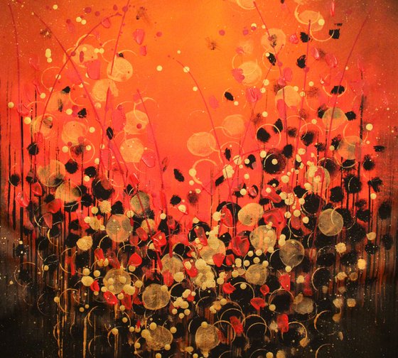 Perfect Atmosphere - Extra large original abstract floral landscape