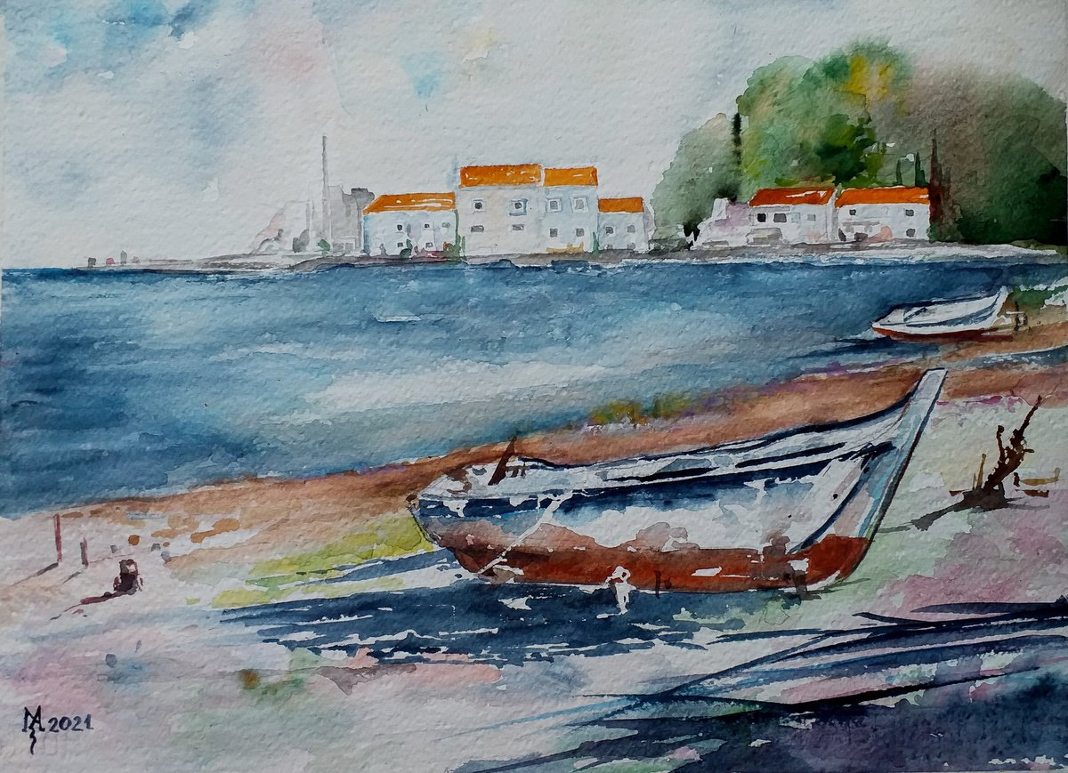 Impressionistic Watercolour , Seascape By Zoran Mihajlovic Muza, 14 X 10, Artwork For Sale On Artfinder