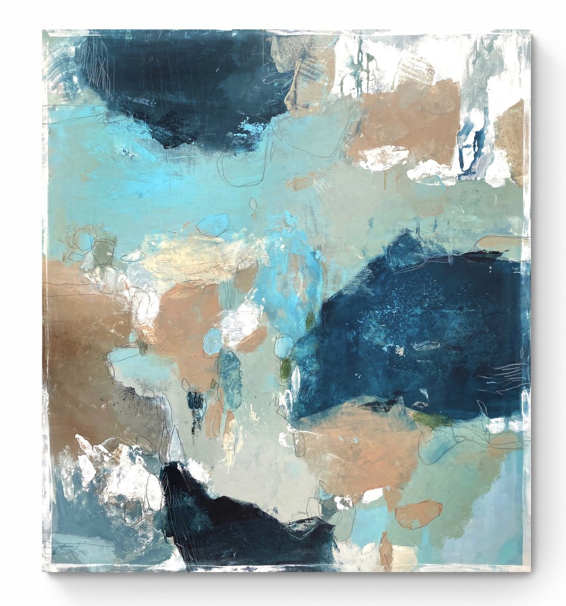 Abstract Painting By Cristina Dalla Valentina, 35 X 39, Sand & Water, Original Artwork