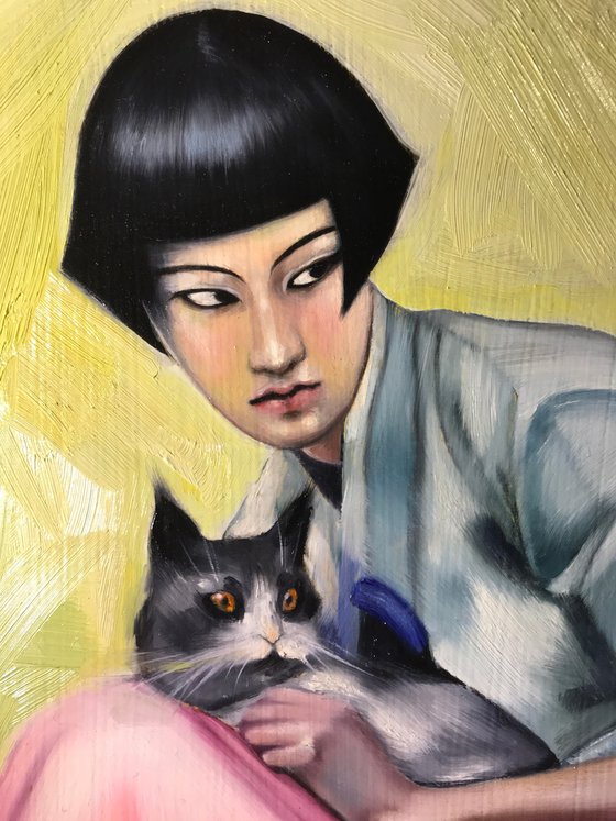 Girl with a cat