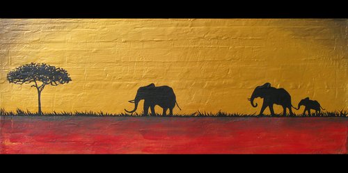 elephants of the sudan africa animal painting by Stuart Wright