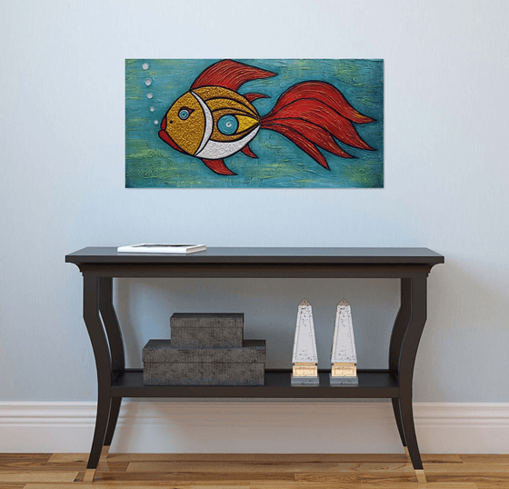 Goldfish - Abstract Gold Fish Painting