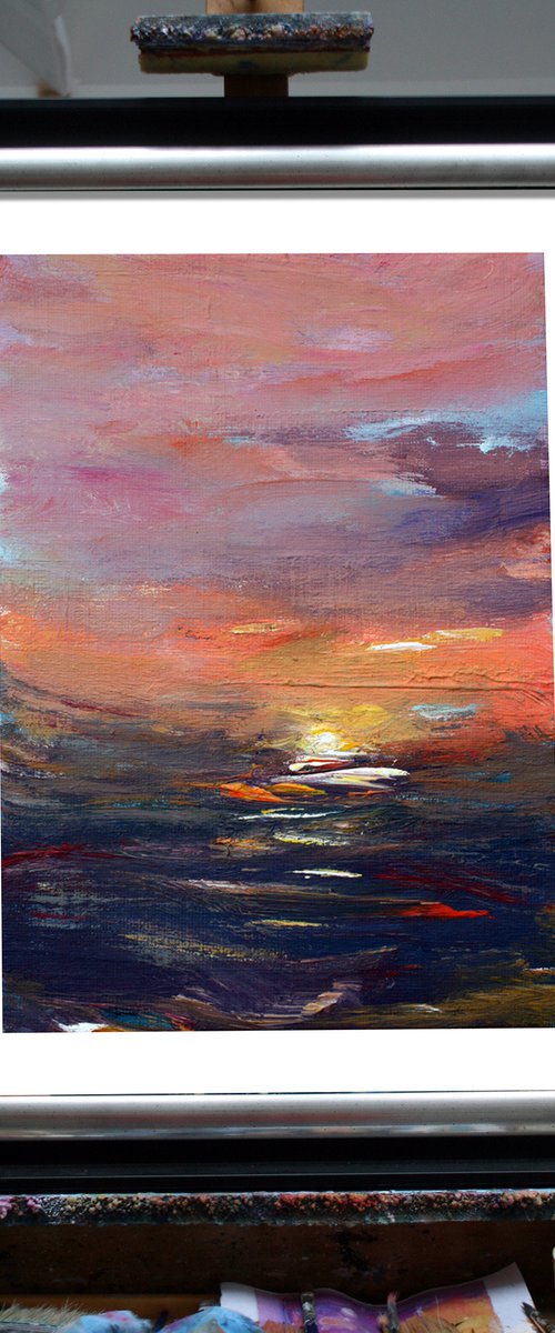 DISCOUNT SPECIAL PRICE " GOLDEN TWILIGHT 01 " ORIGINAL PAINTING, SUNSET,SEASCAPE by mir-jan