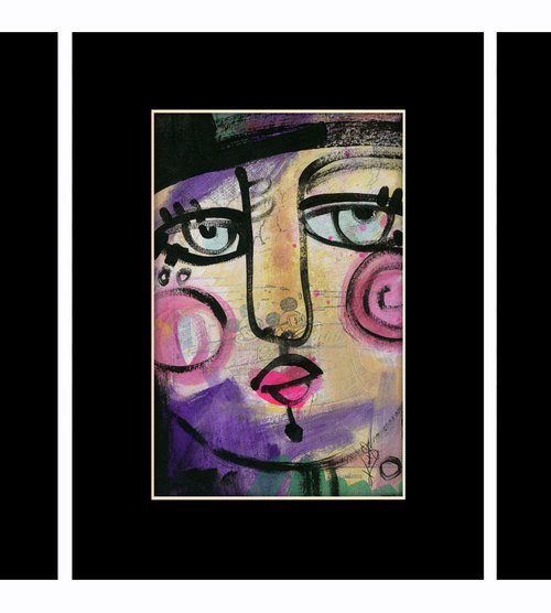 Funky Face Collection 5 - 3 Mixed Media Collage Paintings by Kathy Morton Stanion by Kathy Morton Stanion