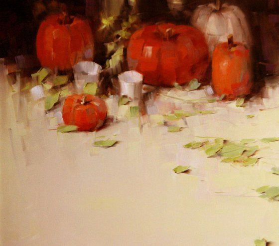 Still  Life with Pumpkins Original oil Painting Large size Framed