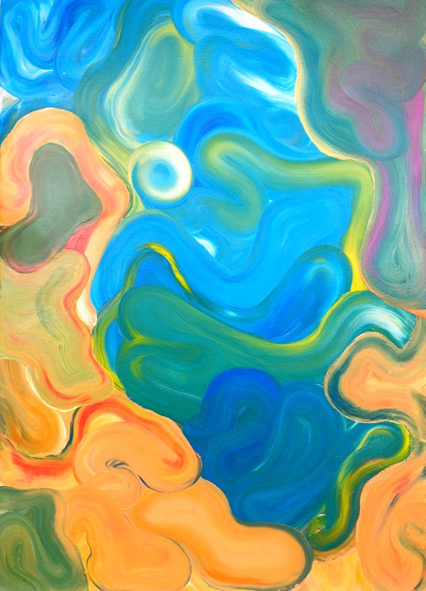 Abstract Acrylic Painting By Stanislav Bojankov, 20 X 28", Rhythm Of Body-Viii, Original Artwork