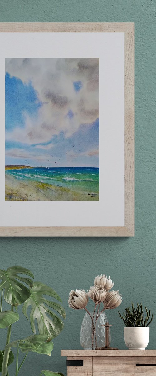 Relax | Original watercolor painting (2022) Hand-painted Art Small Artist | Mediterranean Europe Impressionistic by Larisa Carli
