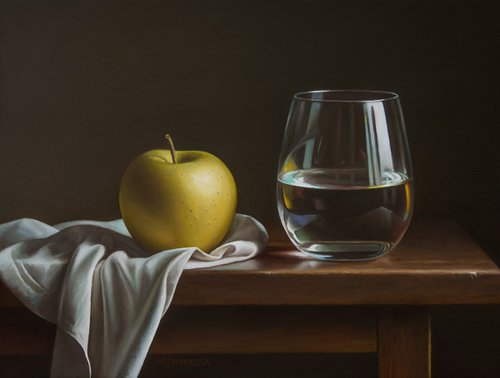Apple with a glass by Albert Kechyan