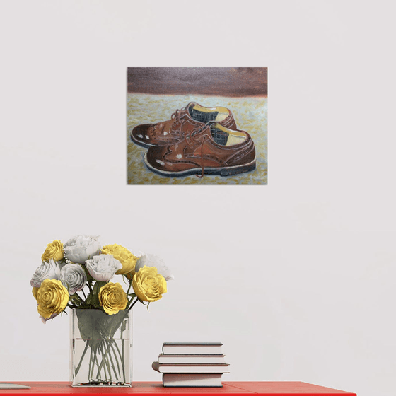 Brown Shoes, still life oil painting