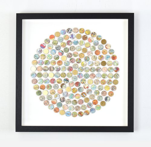 Circle of Map dots 3d collage by Amelia Coward