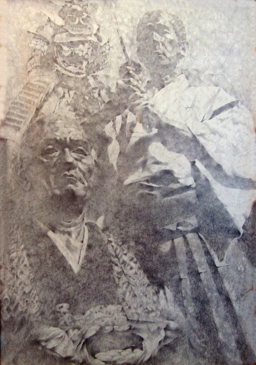 Expressive Portrait Pencil Drawing By Paola Imposimato, 28 X 39", The Master, Original Artwork