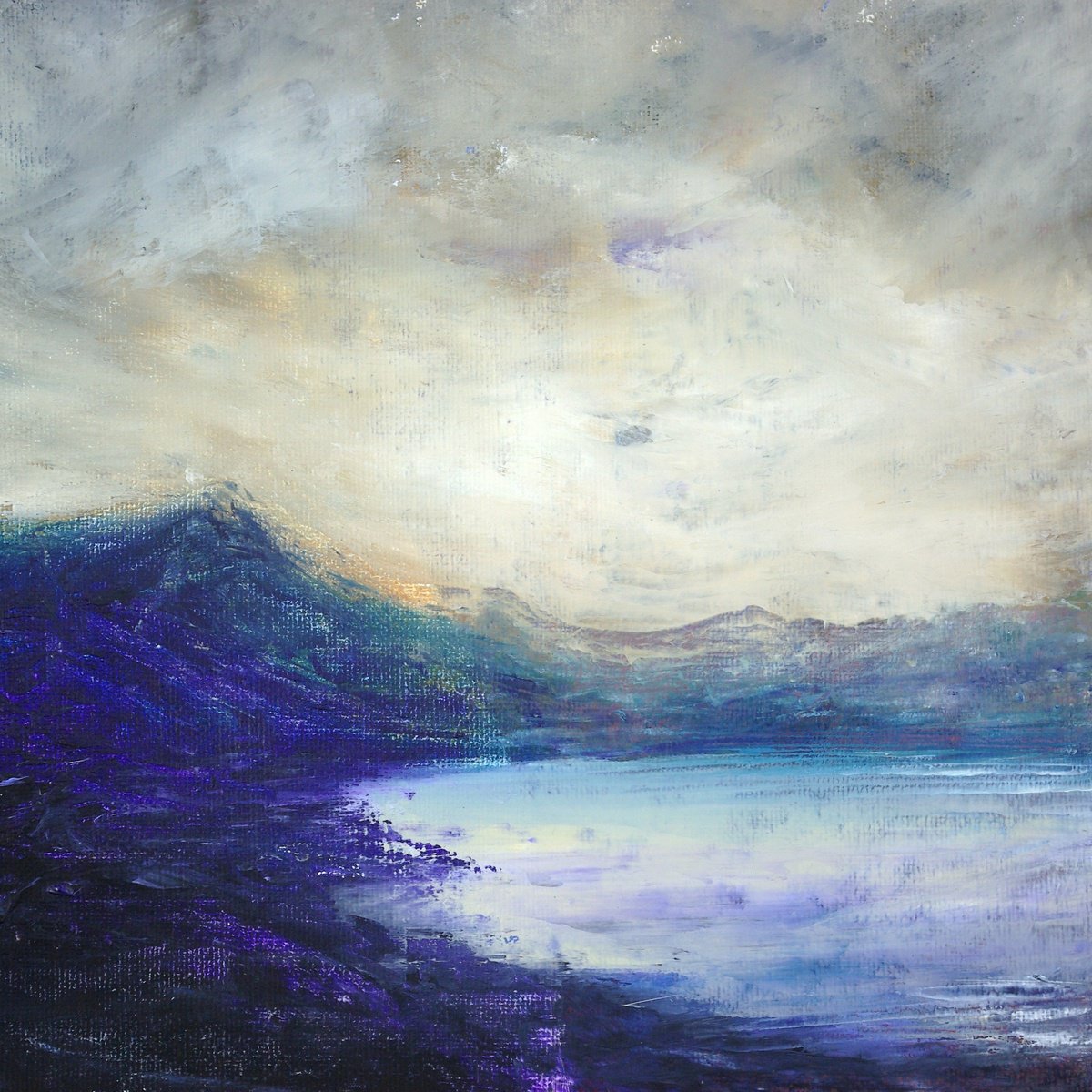 Impressionistic Landscape Acrylic Painting By Oconnart, 10 X 10", Fading Light, Original Artwork