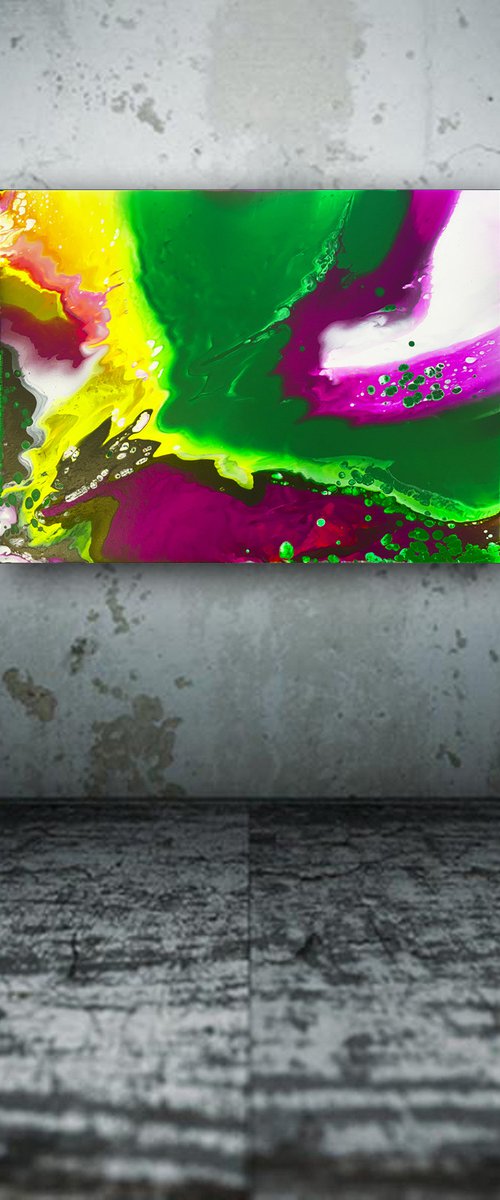 "Hooked On A Feeling" - Original Abstract PMS Fluid Acrylic Painting, 24 x 18 inches by Preston M. Smith (PMS)