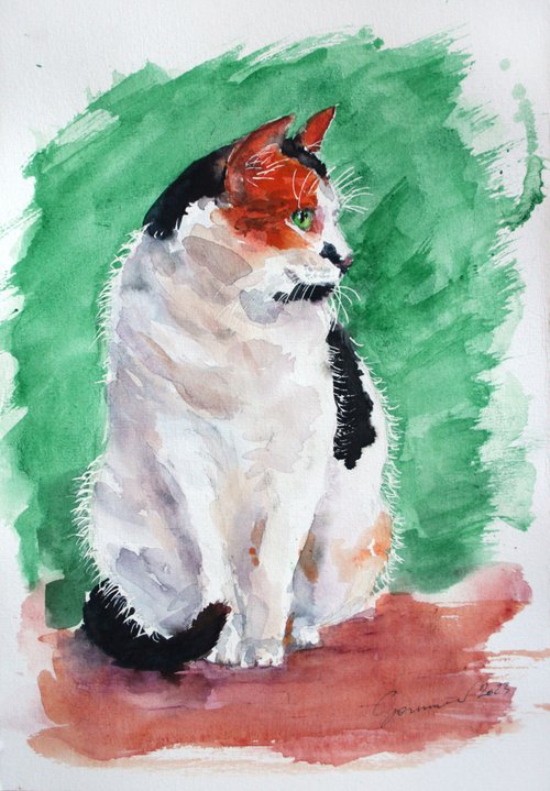 Cat I / FROM THE ANIMAL PORTRAITS SERIES / ORIGINAL PAINTING by Salana Art Gallery