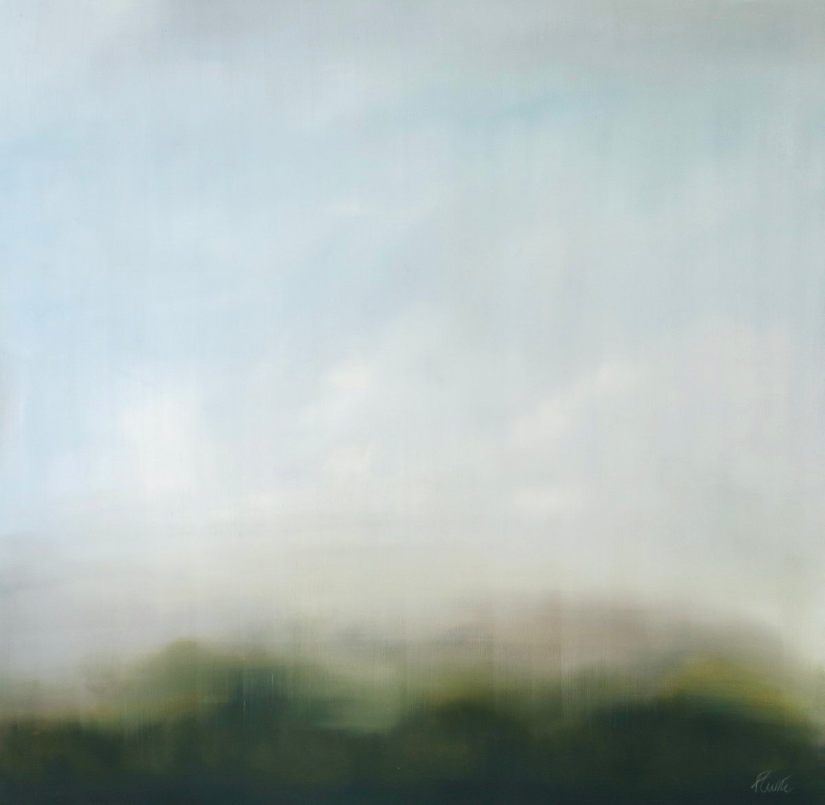 Abstract Landscape Oil Painting By Francesca Currie, 36 X 36, Tree Tops, Original Artwork