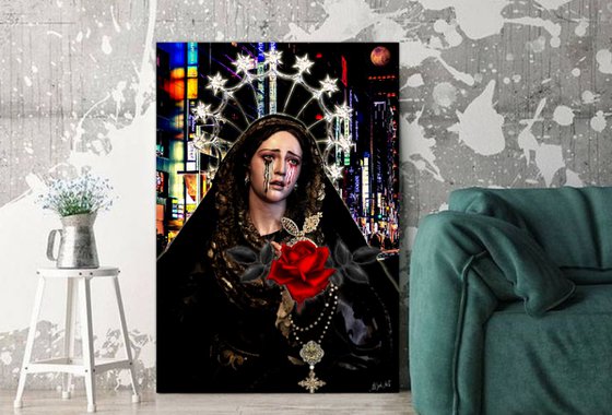 Gothic Madonna with Red Rose