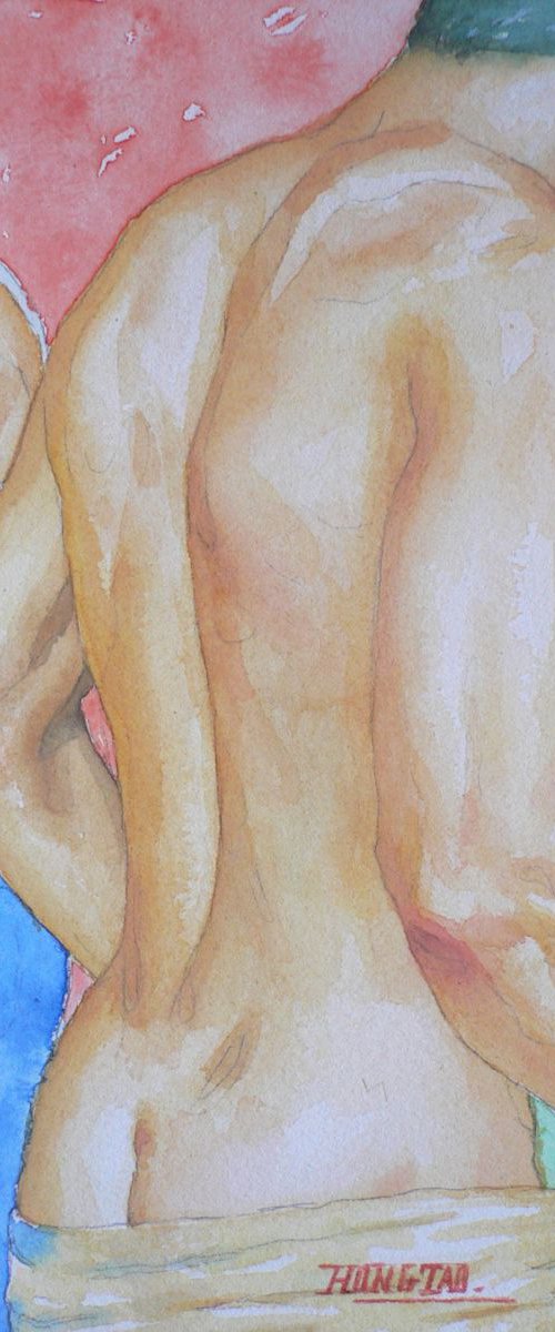 watercolor painting  gay interest men  #17541 by Hongtao Huang