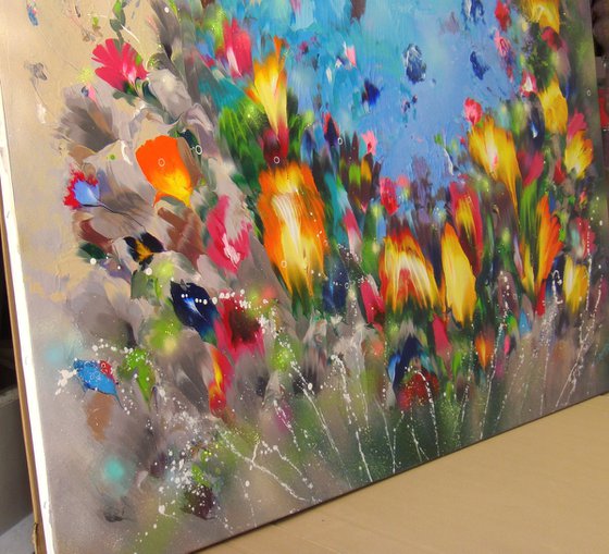 "Flowers" VERY LARGE Floral Painting