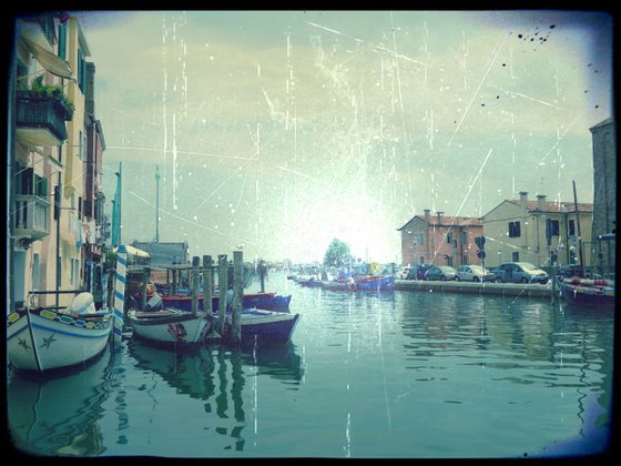 Venice sister town Chioggia in Italy - 60x80x4cm print on canvas 00836m1 READY to HANG