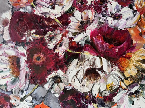LOVELY FLOWERS ON GREY