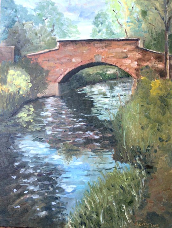 Reflections in the river. An original 'plein air' oil painting.