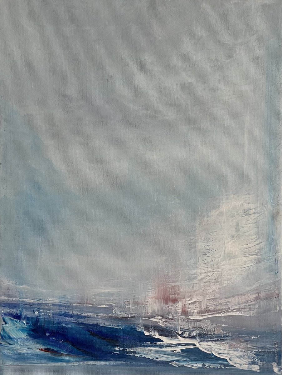 Abstract Landscape Acrylic Painting By Timea Valsami, 12 X 16", Ice Age, Original Artwork