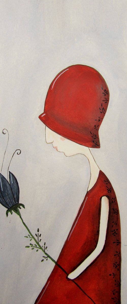 The girl in red with a flower by Silvia Beneforti