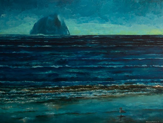 Icy ocean-original oil painting gift home decor office decor original gift sea ocean