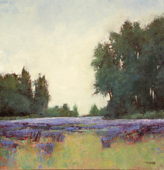 Lavender Field 220527, flower field impressionist landscape painting