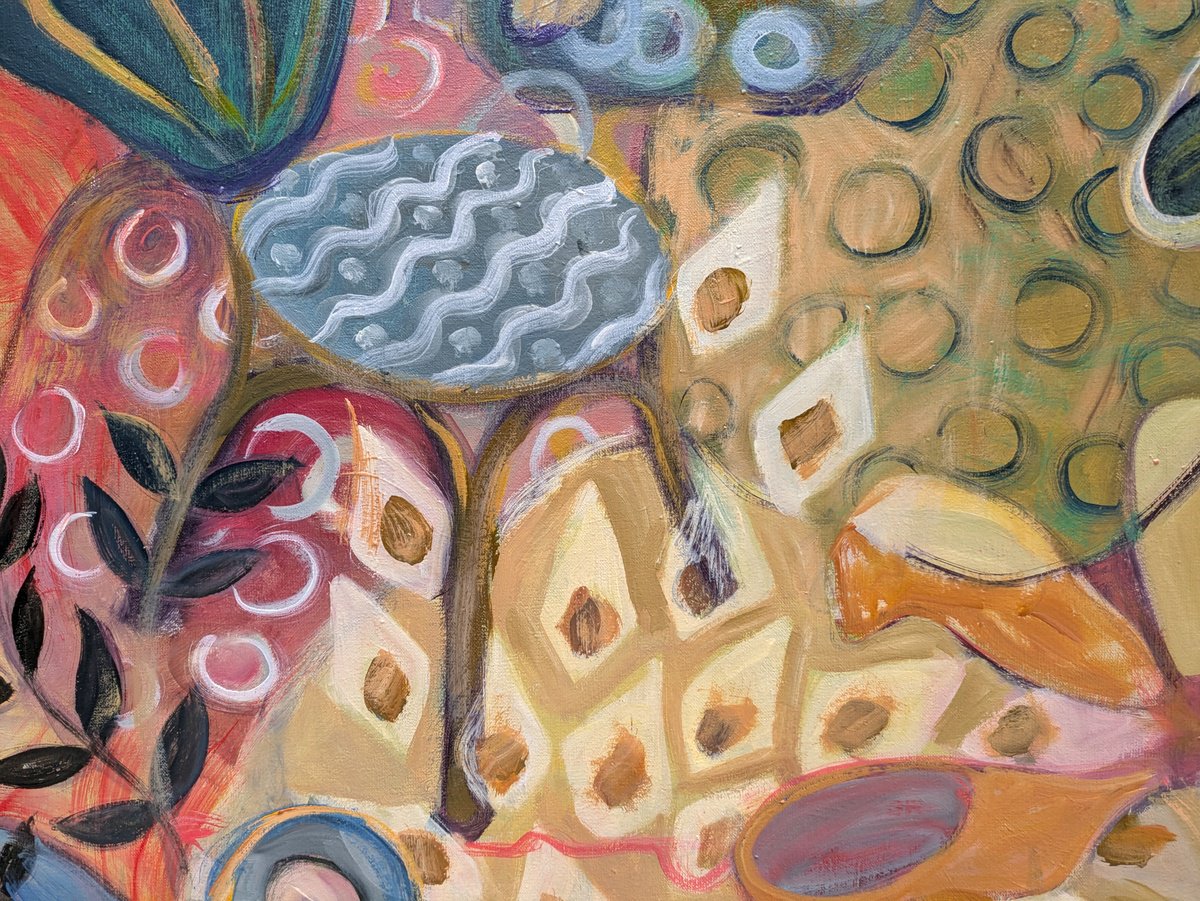 Surrealistic Botanical Oil Painting By Egle Colucci, 47 X 31, The Endless Tale, Original Artwork