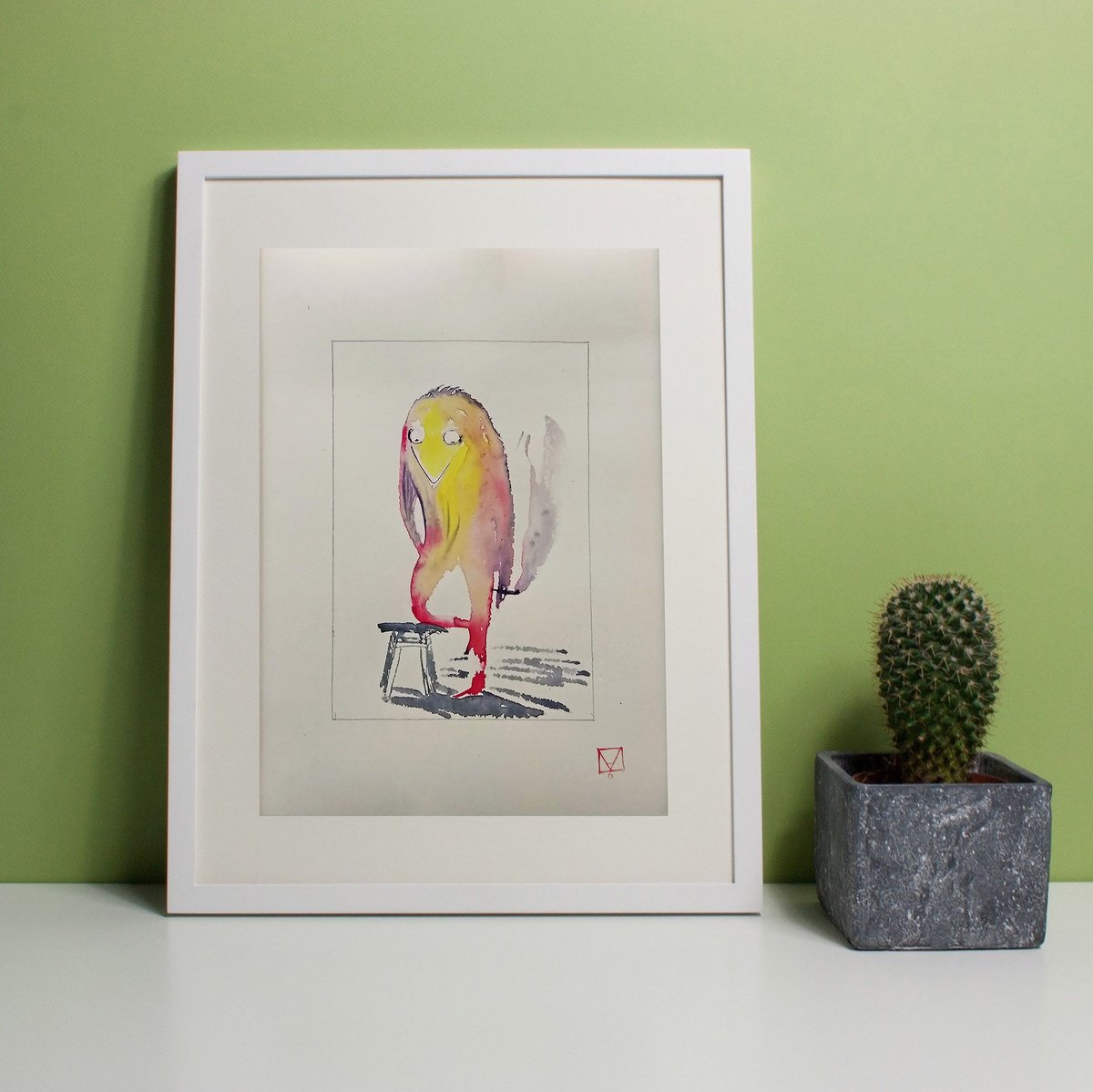 Impressionistic Animal Drawing By Marya, 5 X 7", "Summer 41", Original Artwork