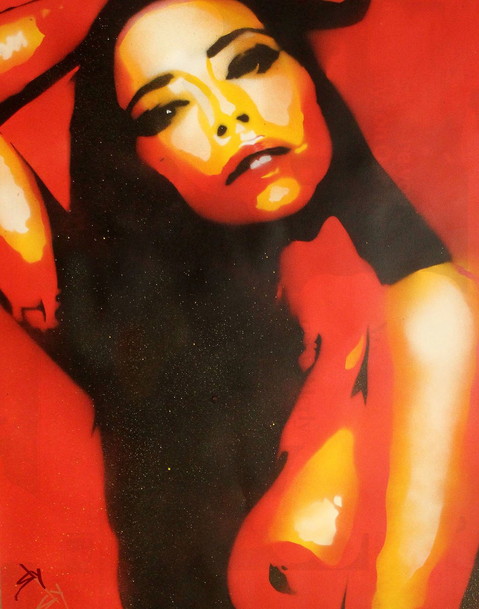 Surrealistic Portrait Painting By Juan Sly, 23 X 30", Sly Girl 1.1 (U)., Original Artwork