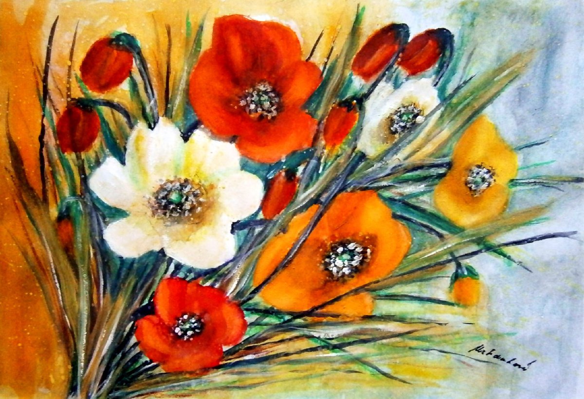 Meadow flowers - watercolors 1 by Emlia Urbankov