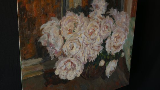 Peonies Near The Night Window