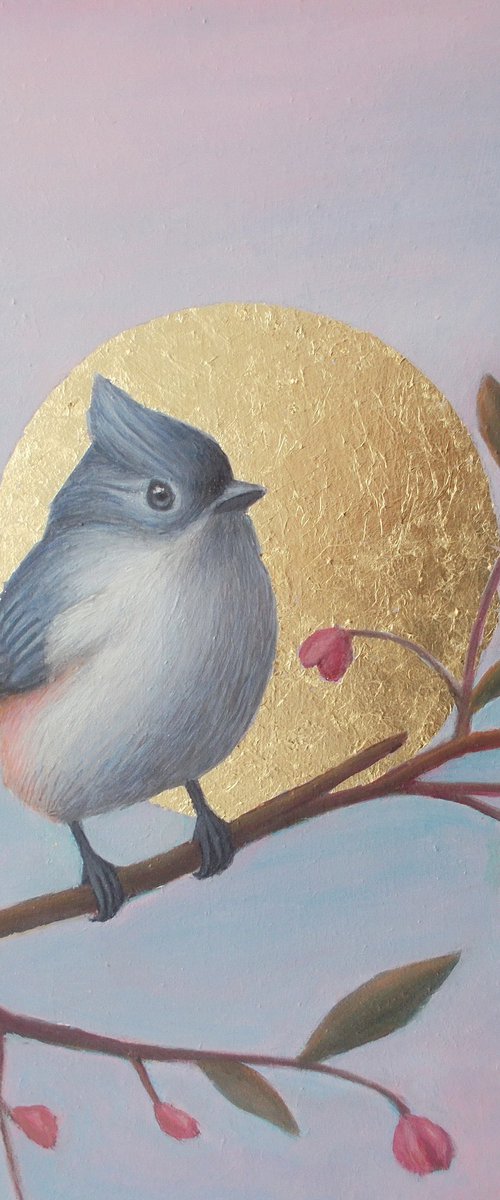 tit bird painting "Feeling of spring" by Tatyana Mironova