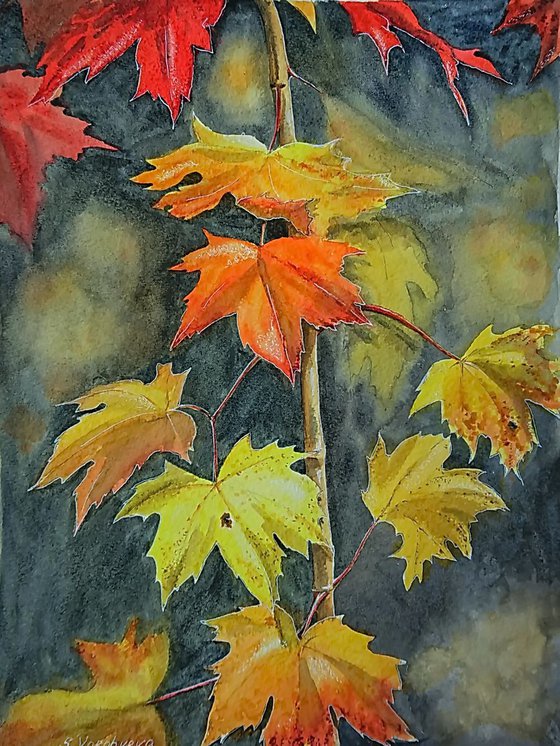 Autumn. Watercolor painting.