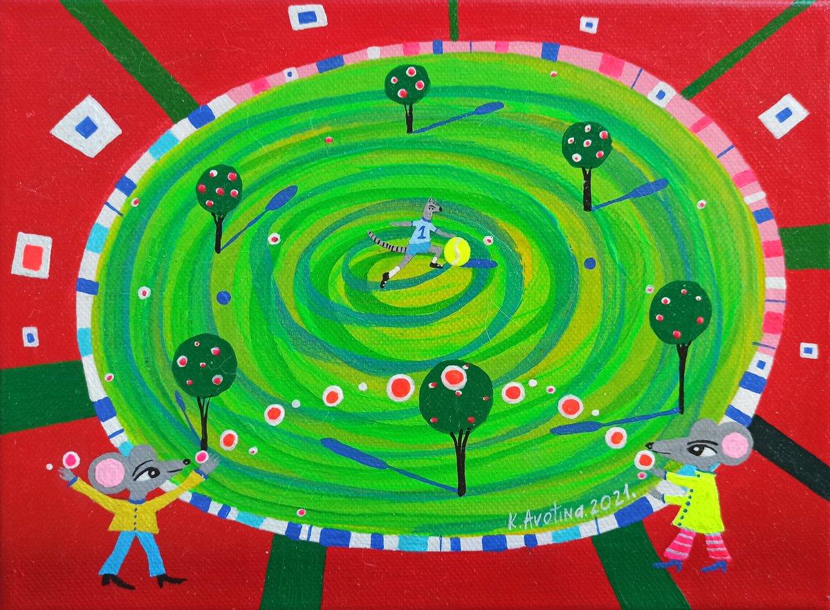 Impressionistic Animal Acrylic Painting By Katrina Avotina, 9 X 7", And The Winner Is..., Original Artwork