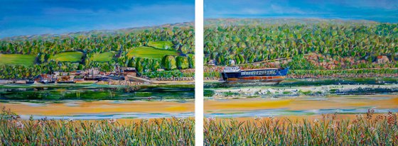 THE SEVERN BORE AT ARLINGHAM PASSAGE. DIPTYCH.
