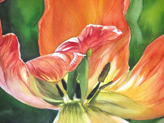 A painting a day #30 "tulip with green"