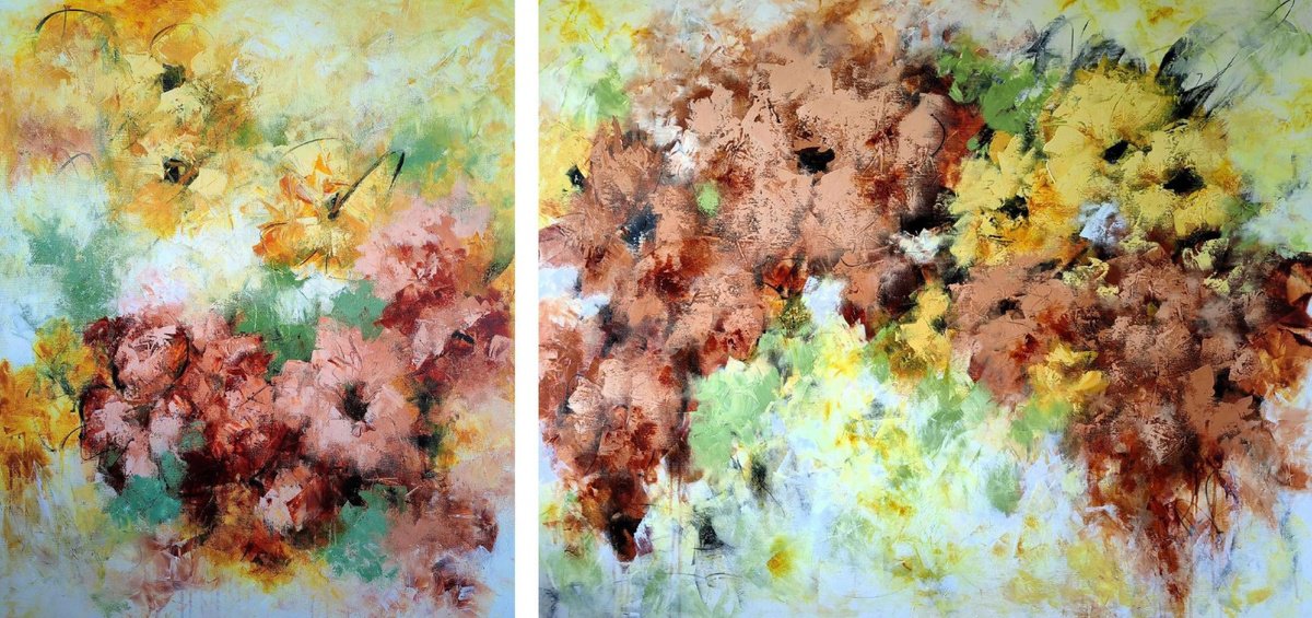 Enchanted Blooms Diptych by Vera Hoi