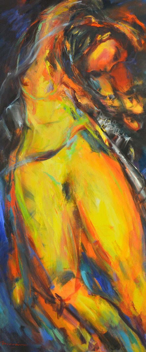 Figurative Abstract Woman| Dulcinea | Contemporary Expressionist Colourful Female Figure | Abstract Nude by Jose Moran Vazquez